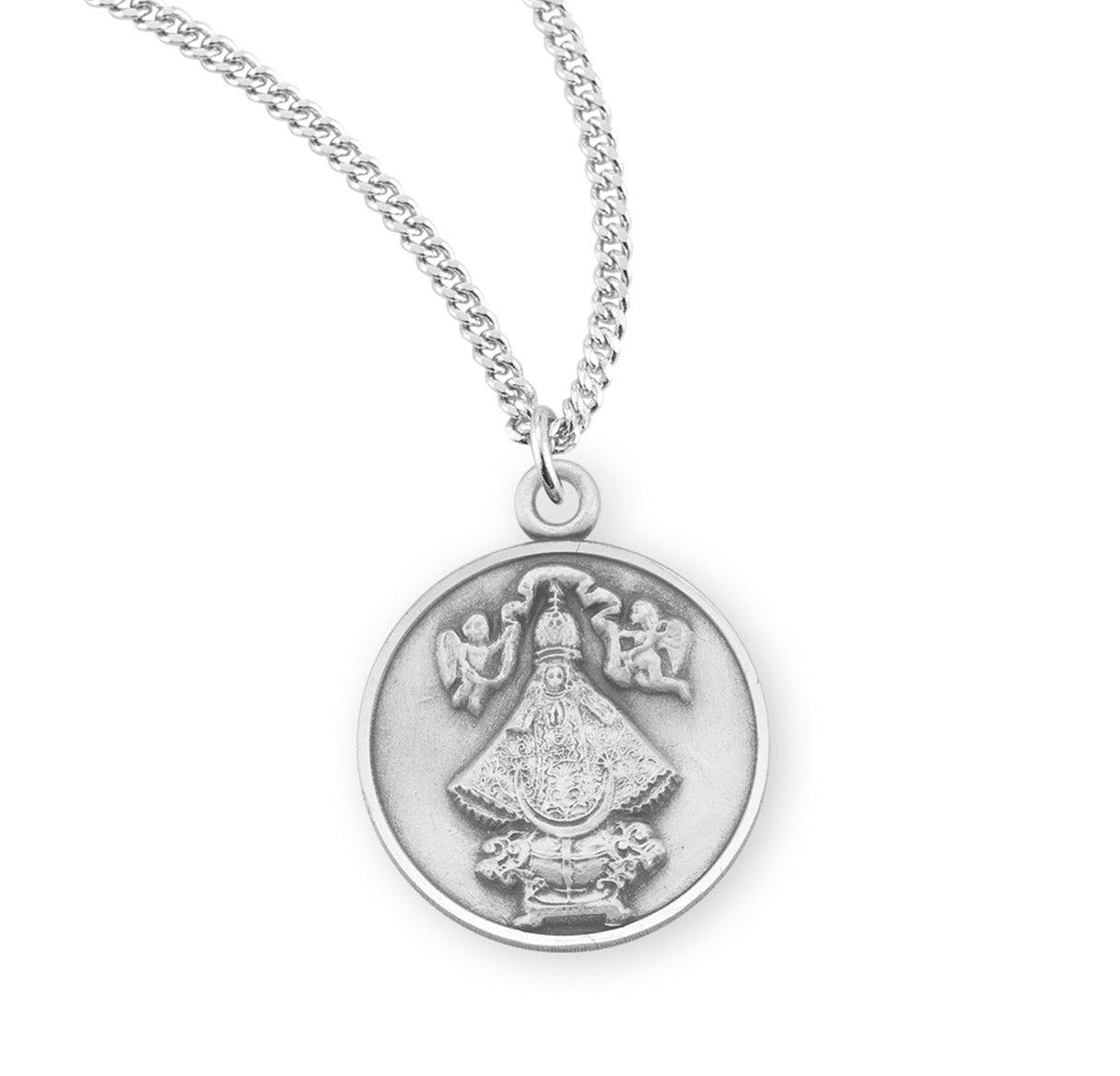 Saint Juan Round Sterling Silver Medal Pendant with Chain | .925 Silver