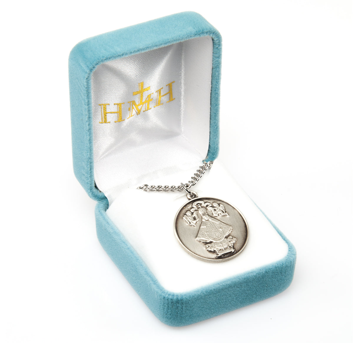 Saint Juan Round Sterling Silver Medal Pendant with Chain | .925 Silver