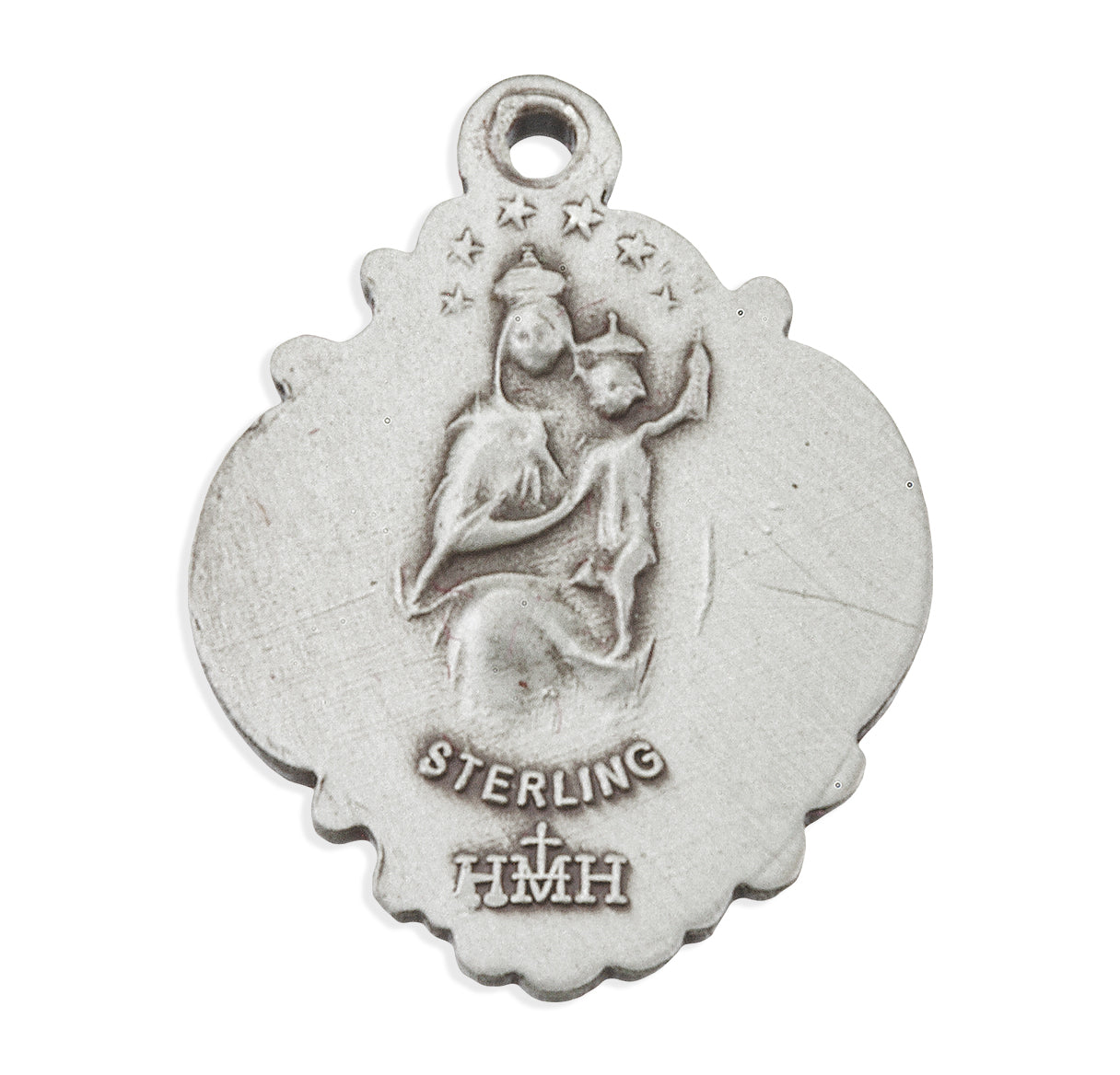 Sterling Silver Scapular Sacred Heart of Jesus Medal Pendant with Chain | .925 Silver