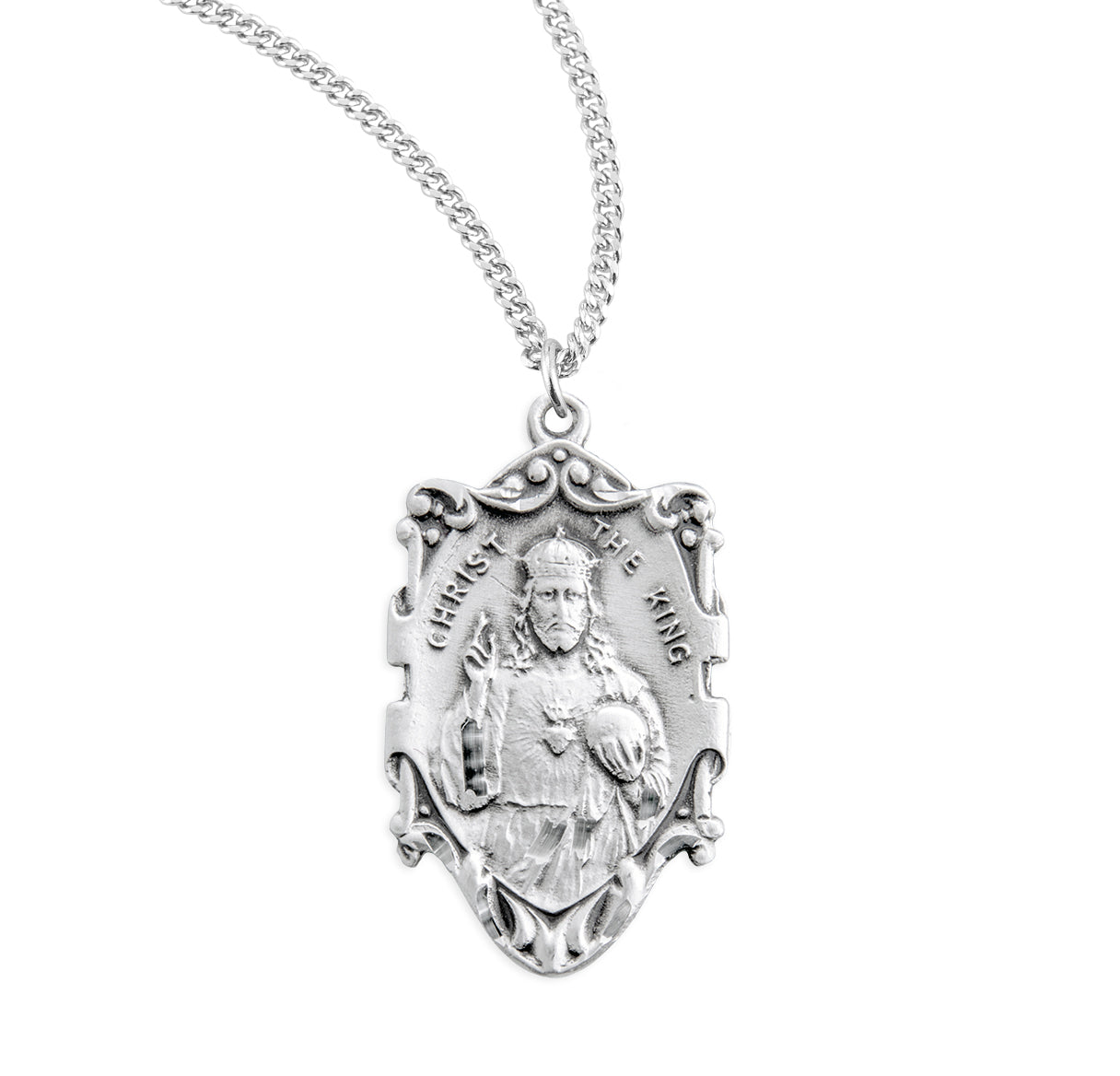 Christ the King Sterling Silver Medal Pendant with Chain | .925 Silver