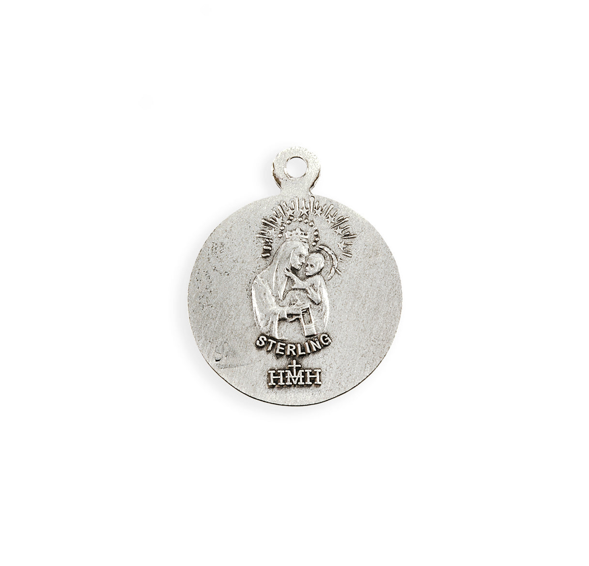 Sterling Silver Scapular Sacred Heart of Jesus Double Sided Medal Pendant with Chain | .925 Silver