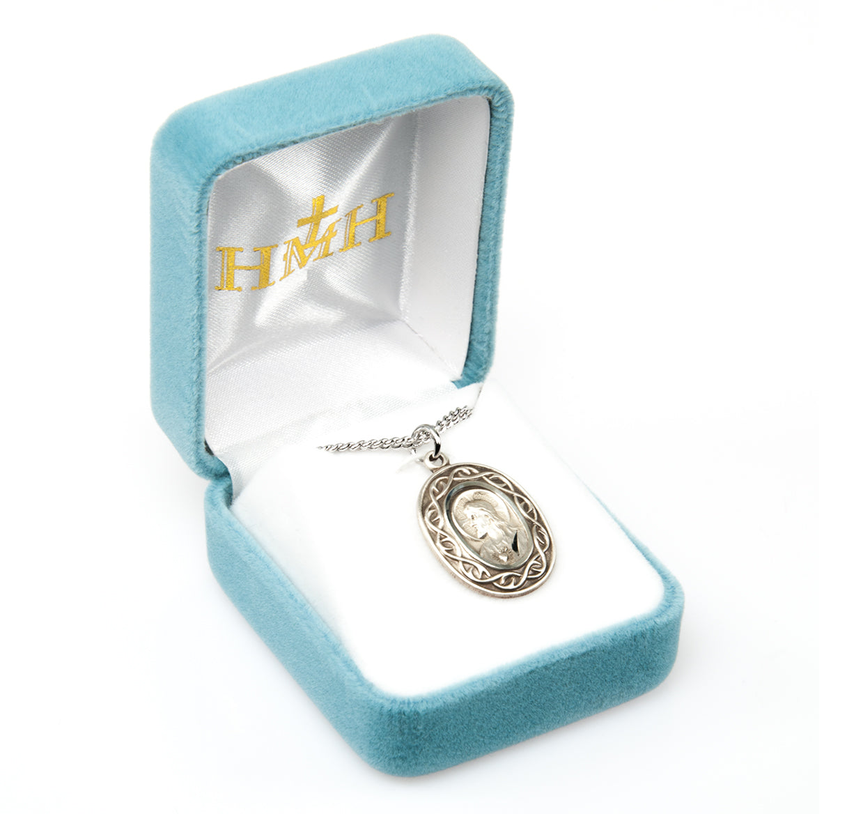 "Crown of Thorns" Sterling Silver Scapular Double Sided Medal Pendant with Chain | .925 Silver