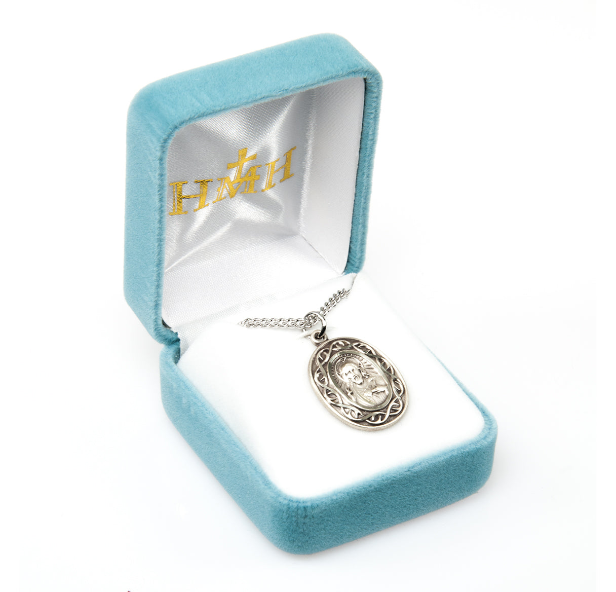 "Crown of Thorns" Sterling Silver Scapular Double Sided Medal Pendant with Chain | .925 Silver