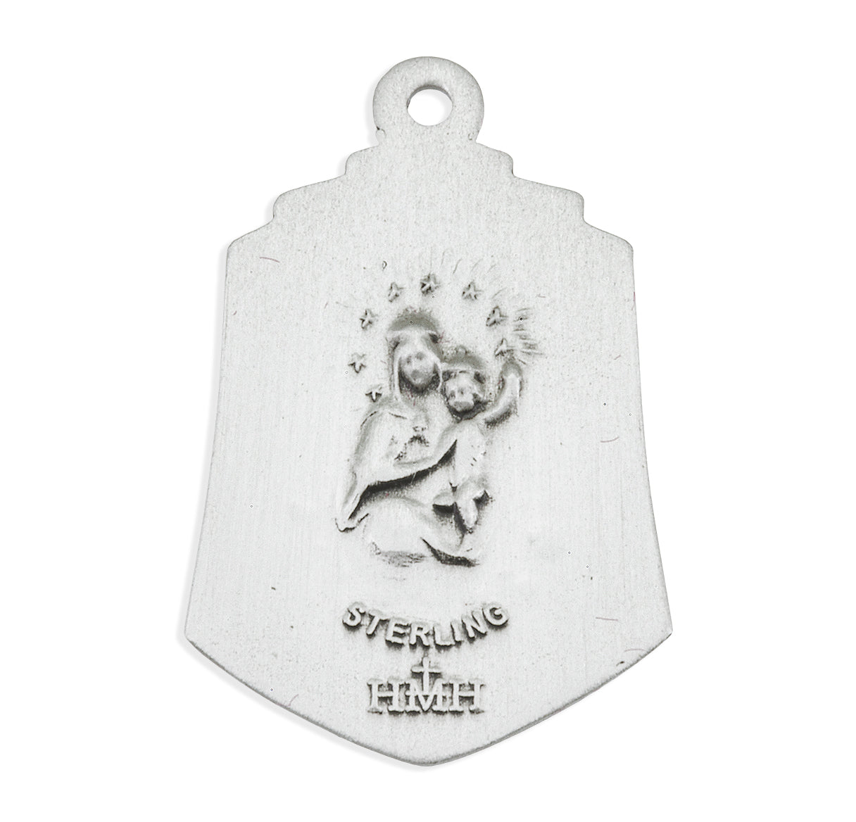 Sterling Silver Scapular Sacred Heart of Jesus Double Sided Medal Pendant with Chain | .925 Silver