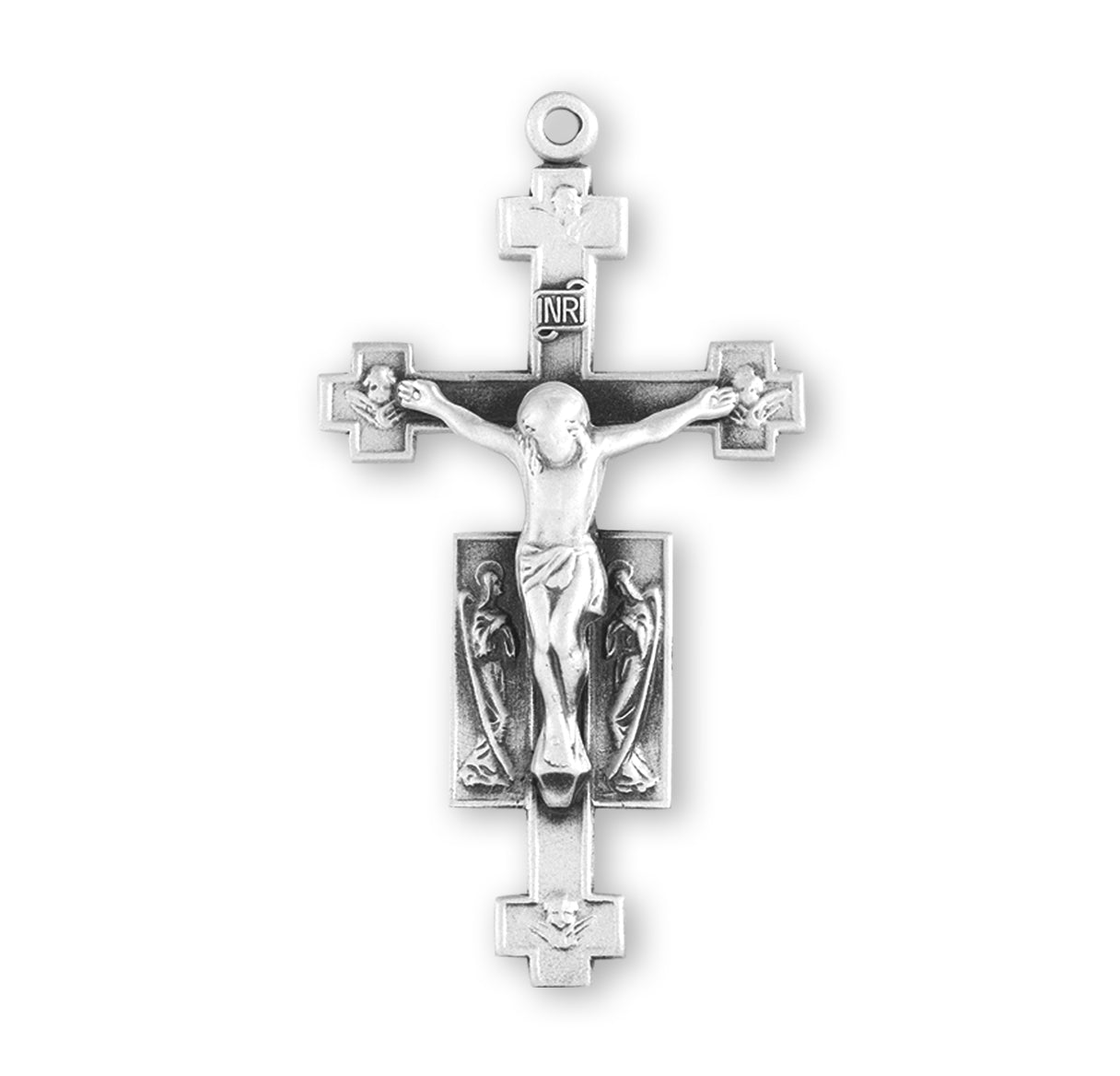 Sterling Silver Angels Crucifix with Cross Tips Necklace | .925 Silver