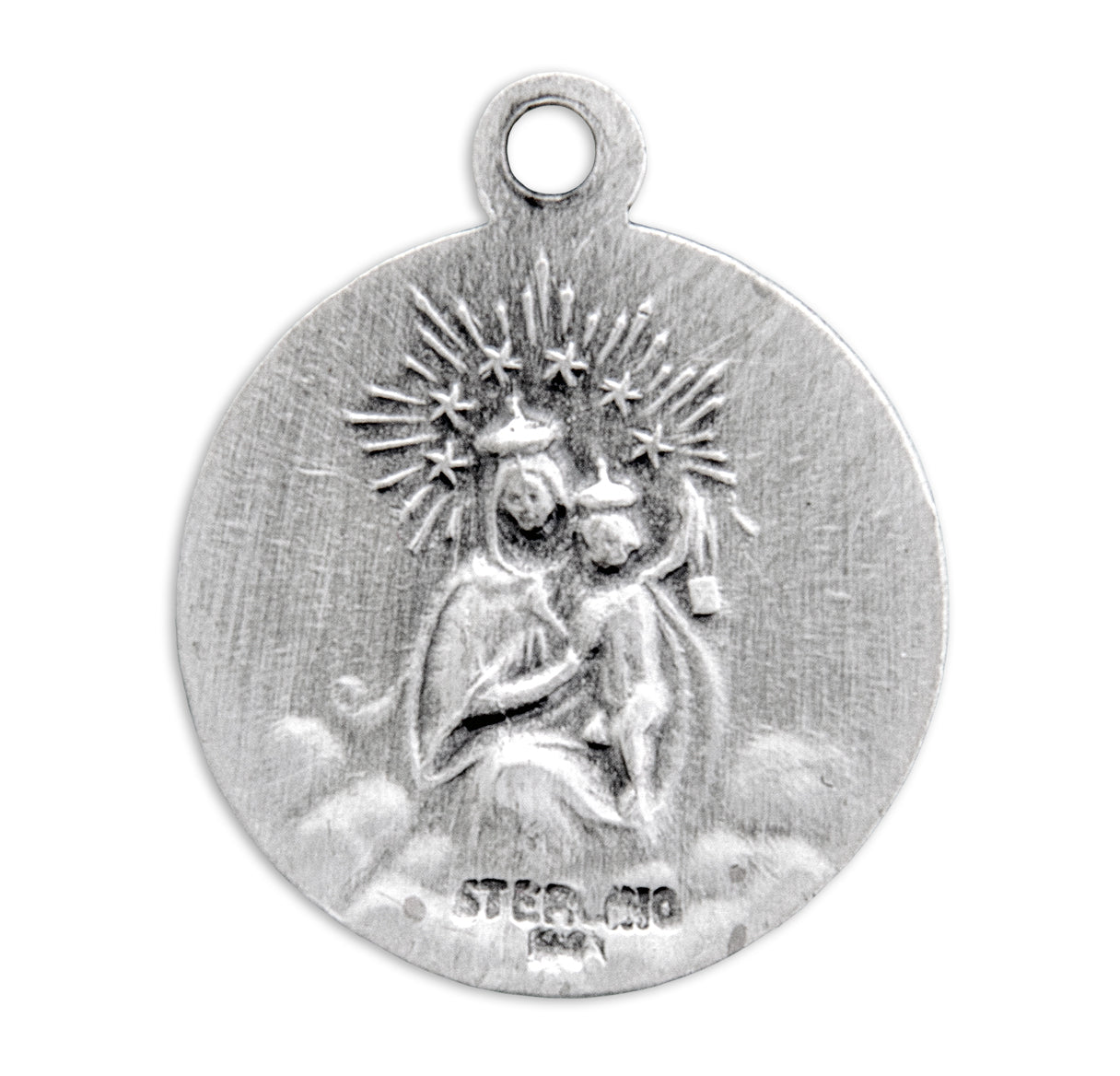 Sterling Silver Scapular Sacred Heart of Jesus Double Sided Medal Pendant with Chain | .925 Silver