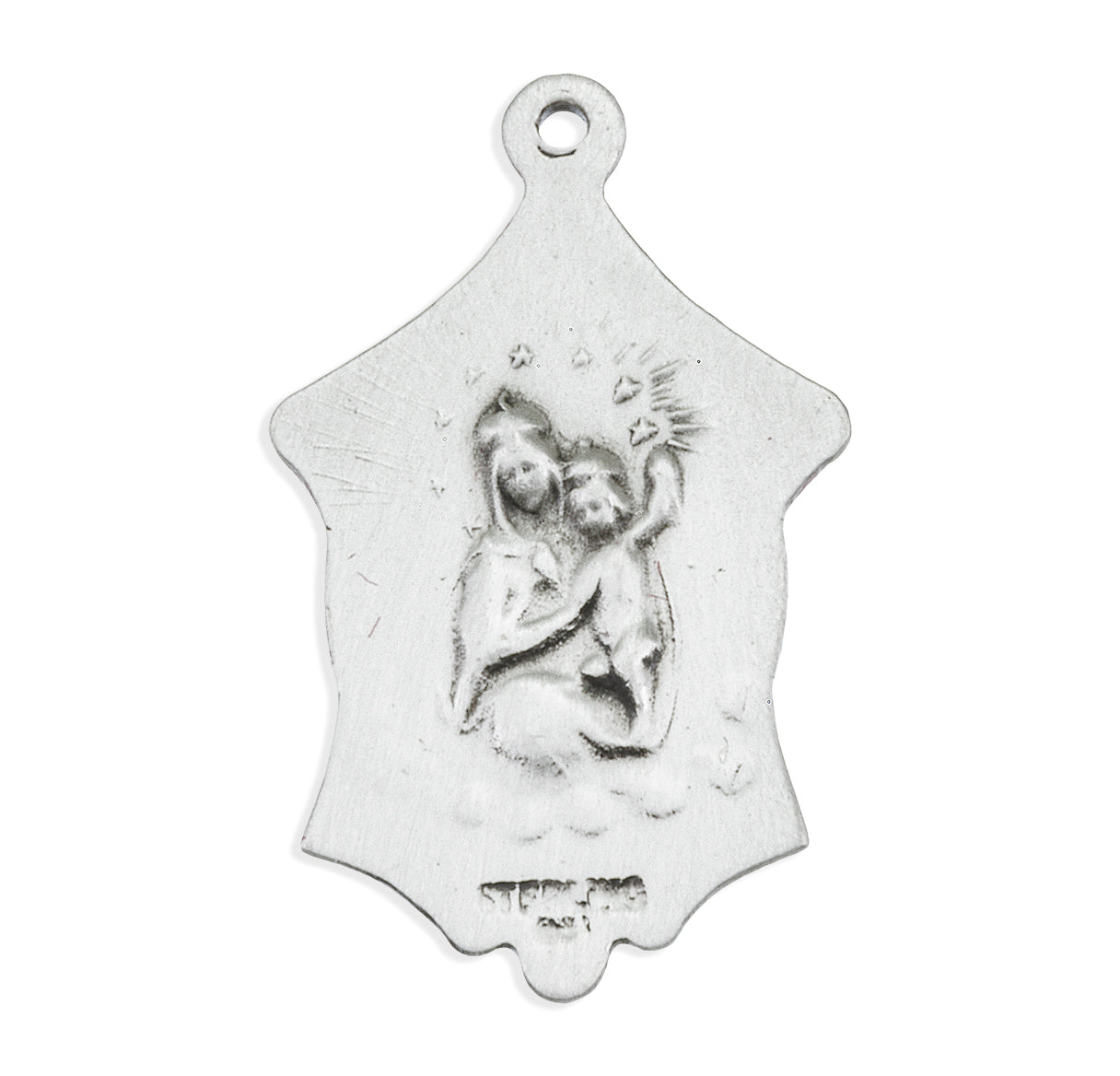 Sacred Heart of Jesus Sterling Silver Scapular Medal Pendant with Chain | .925 Silver