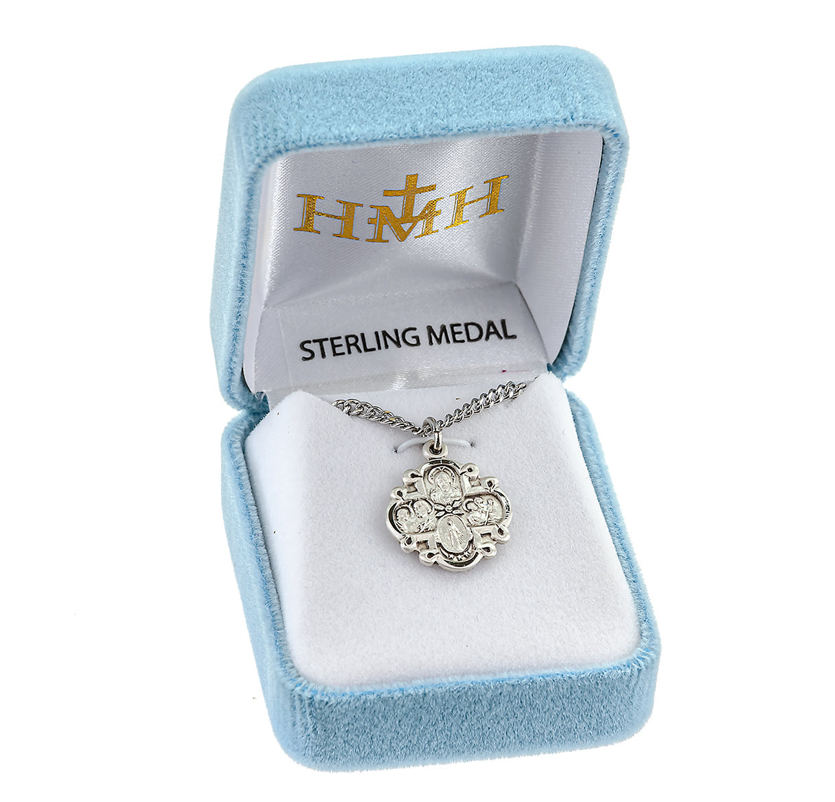 Sterling Silver 4-Way Cross Medal Pendant with Chain | .925 Silver