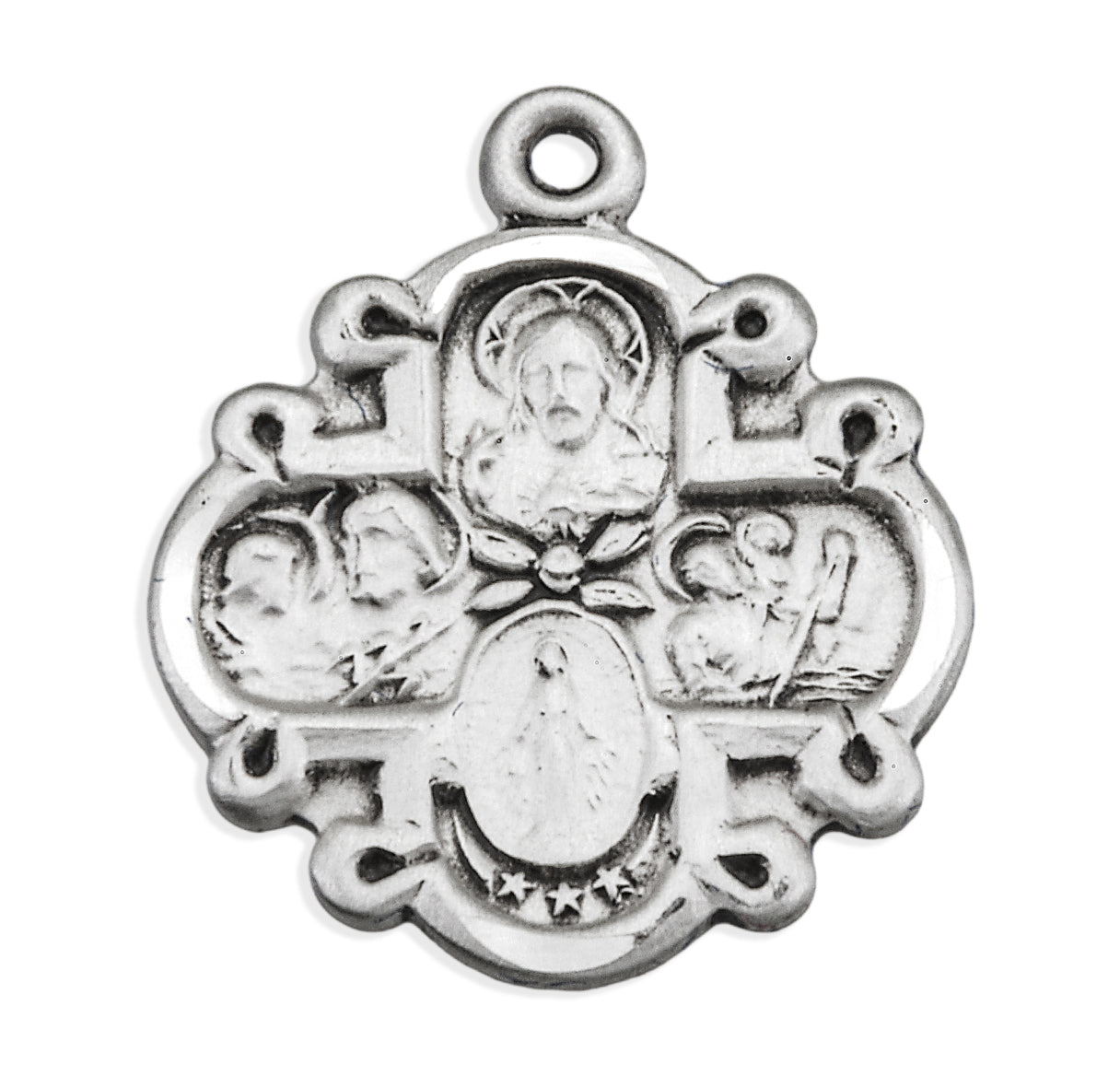 Sterling Silver 4-Way Cross Medal Pendant with Chain | .925 Silver