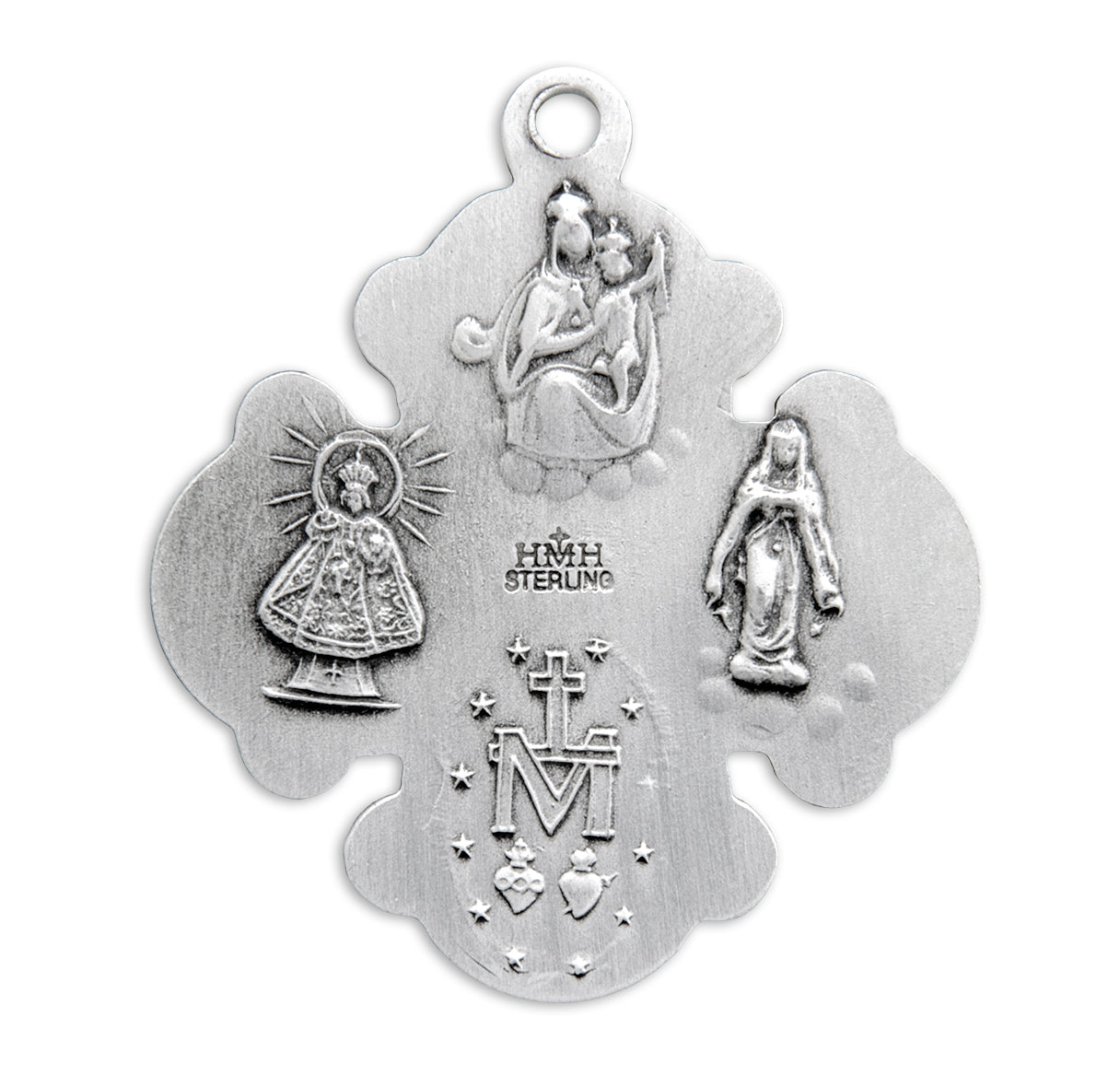 Sterling Silver 4-Way Cross Medal Pendant with Chain | .925 Silver