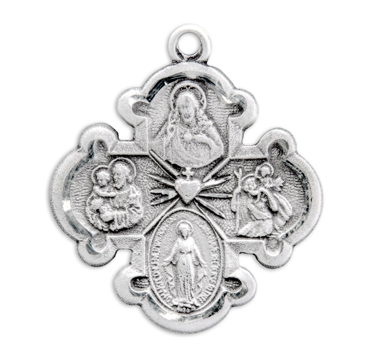 Sterling Silver 4-Way Cross Medal Pendant with Chain | .925 Silver