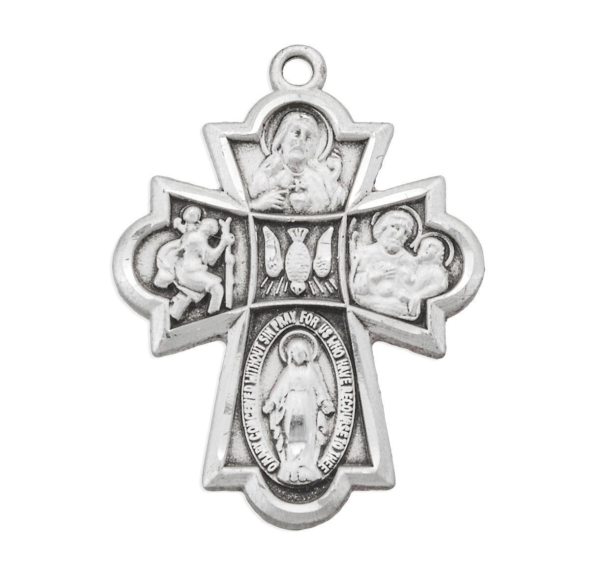 Sterling Silver 4-Way Cross Medal Pendant with Chain | .925 Silver