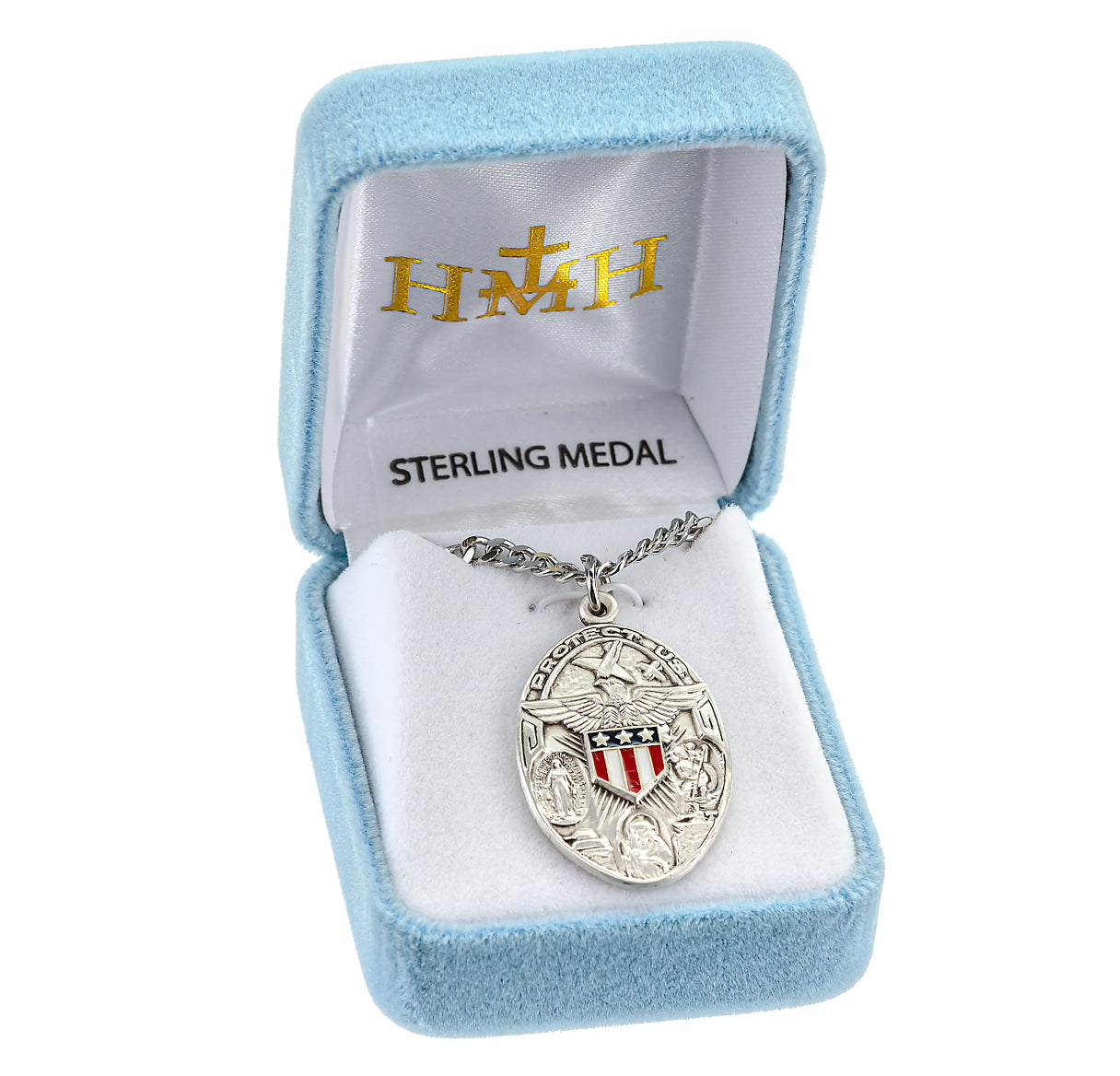 Sterling Silver Oval Military Medal Pendant with Chain | .925 Silver