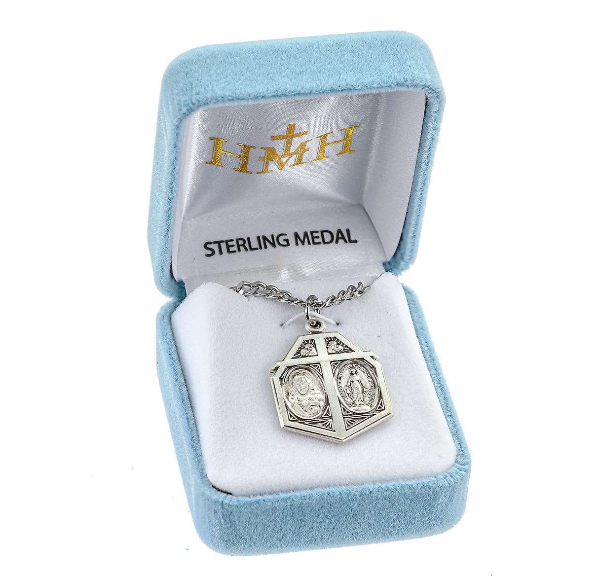 Sterling Silver 4-Way Cross Medal Pendant with Chain | .925 Silver