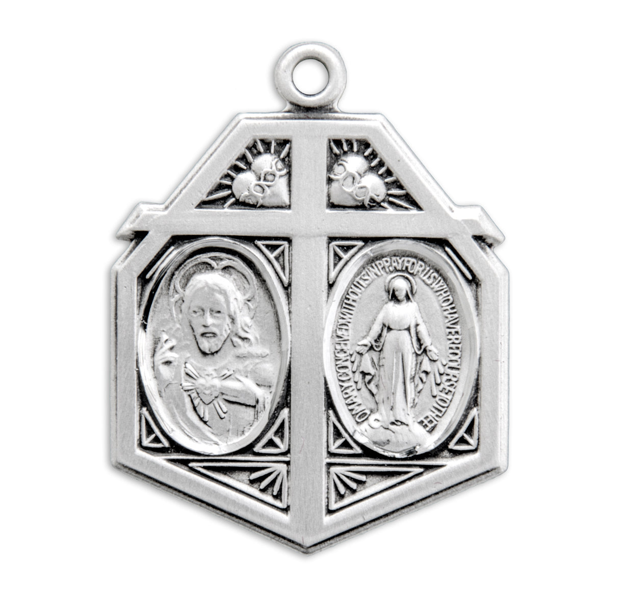 Sterling Silver 4-Way Cross Medal Pendant with Chain | .925 Silver