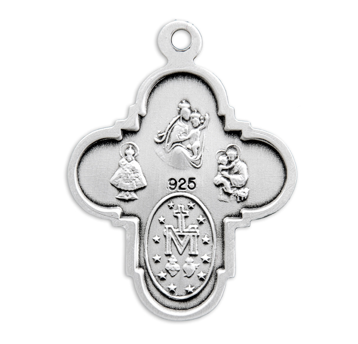 Sterling Silver 4-Way Cross Medal Pendant with Chain | .925 Silver
