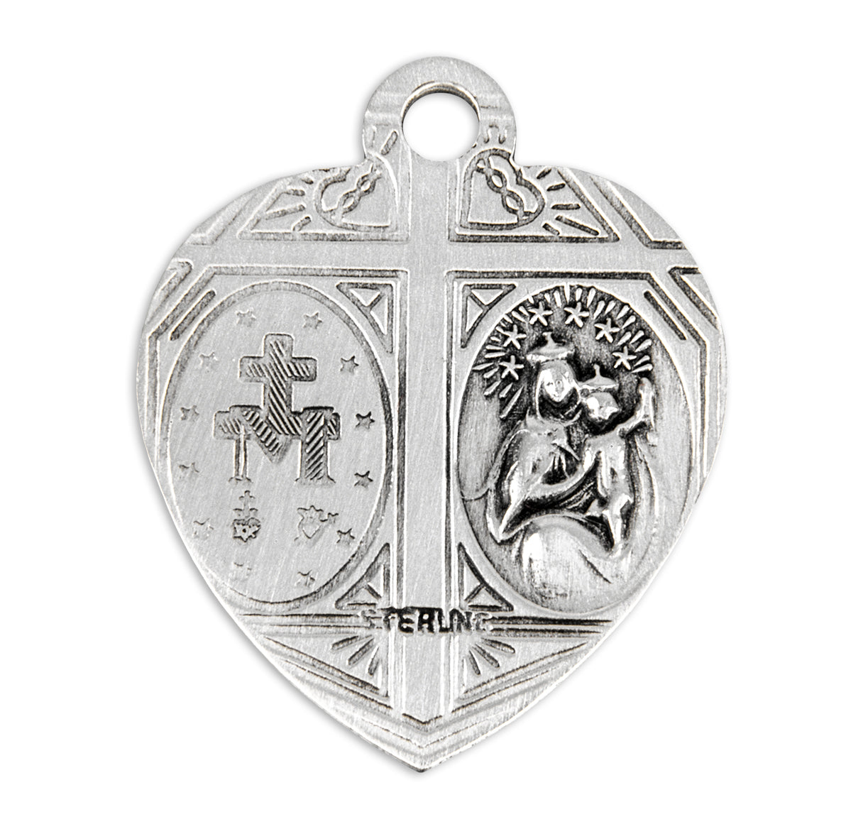 Sterling Silver Miraculous Scapular Medal Pendant with Chain | .925 Silver