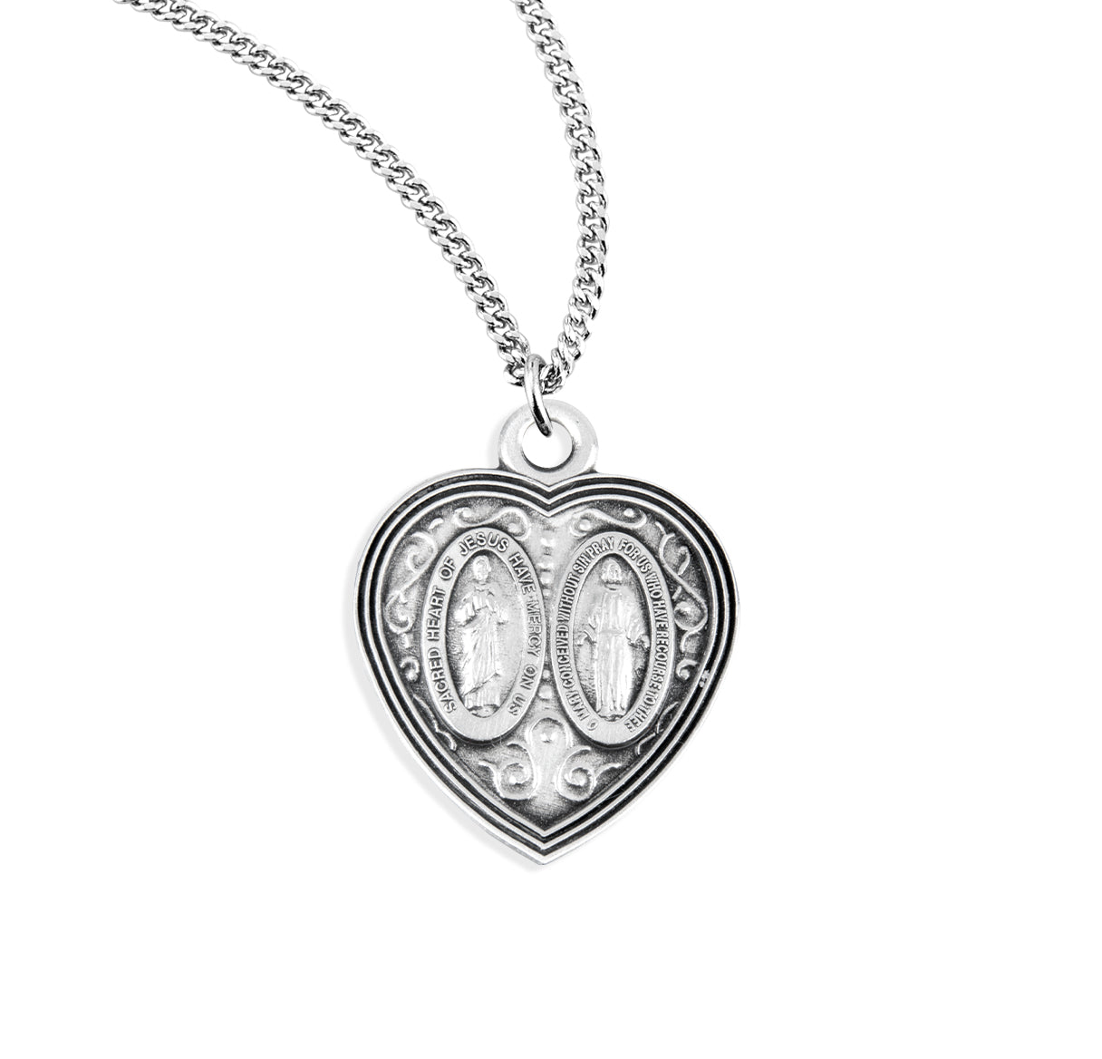 Sterling Silver Miraculous Scapular Medal Pendant with Chain | .925 Silver