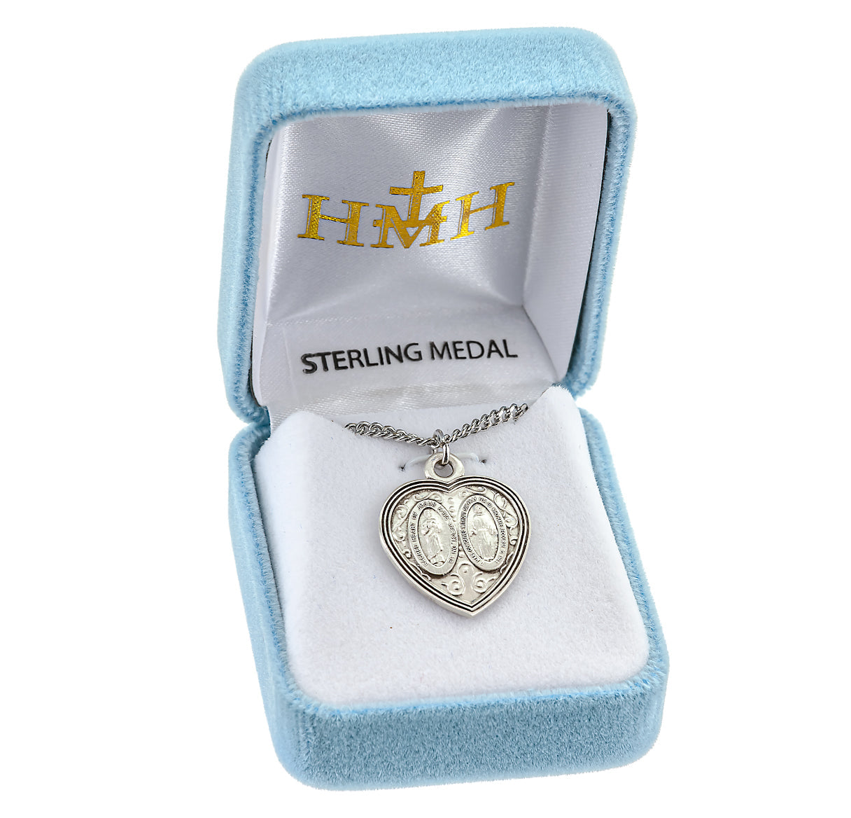Sterling Silver Miraculous Scapular Medal Pendant with Chain | .925 Silver