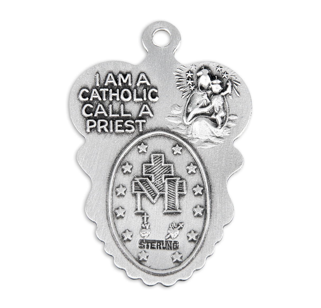 Sterling Silver 3-Way Medal Pendant with Chain | .925 Silver
