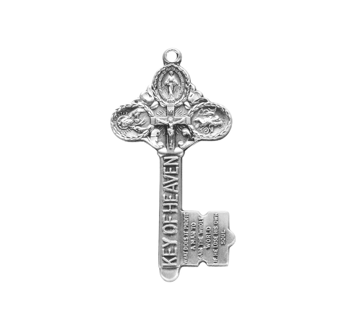 Sterling Silver Key of Heaven Medal Pendant with Chain | .925 Silver