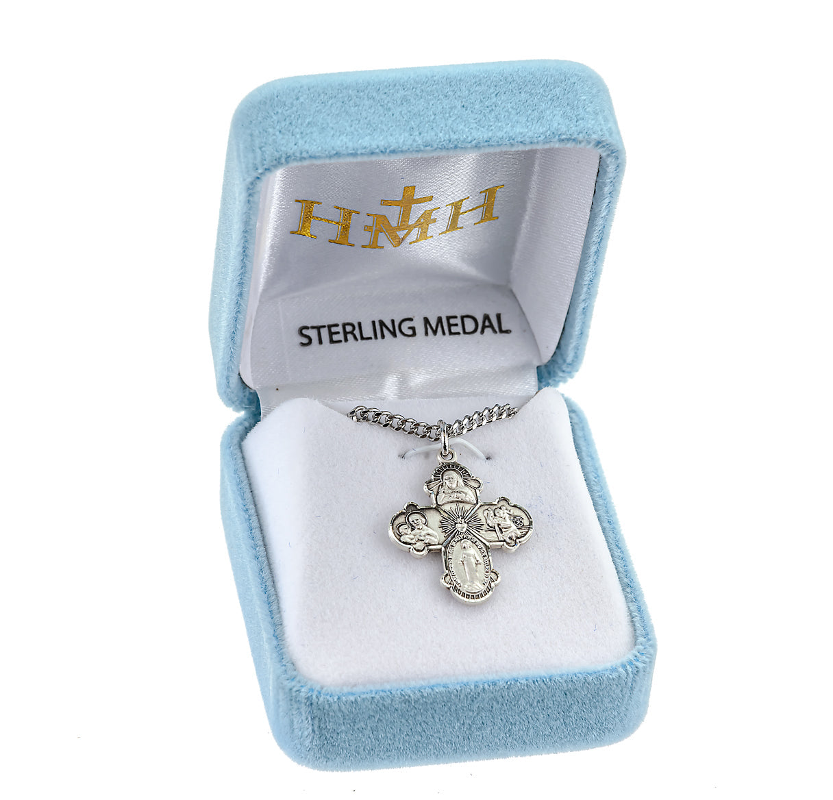 Sterling Silver 4-Way Cross Medal Pendant with Chain | .925 Silver