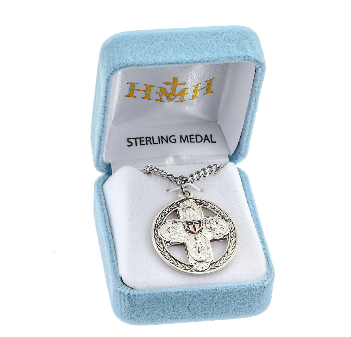 Sterling Silver Enameled Military 4-Way Cross Necklace | .925 Silver