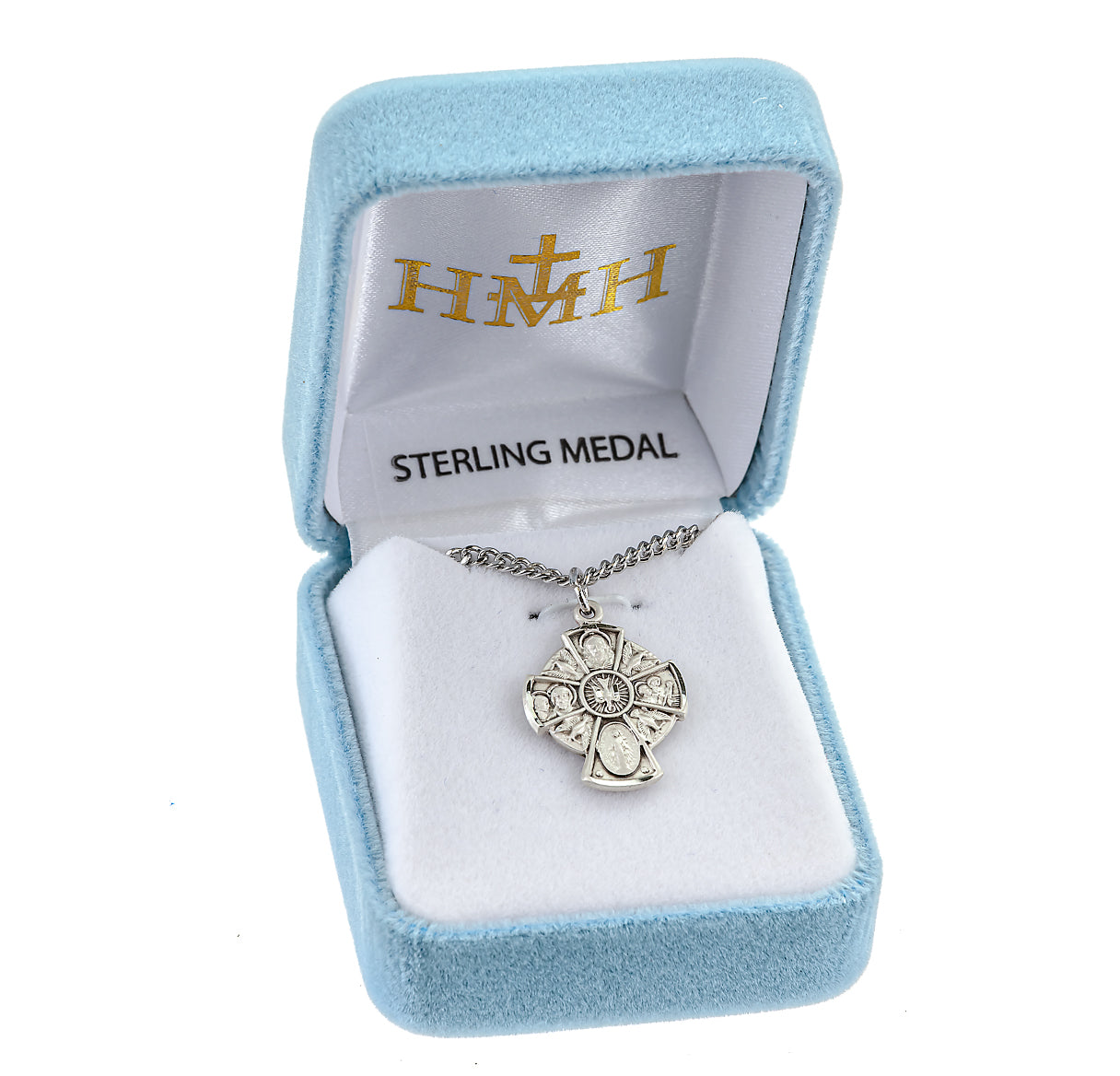 Sterling Silver 4-Way Cross Medal Pendant with Chain | .925 Silver