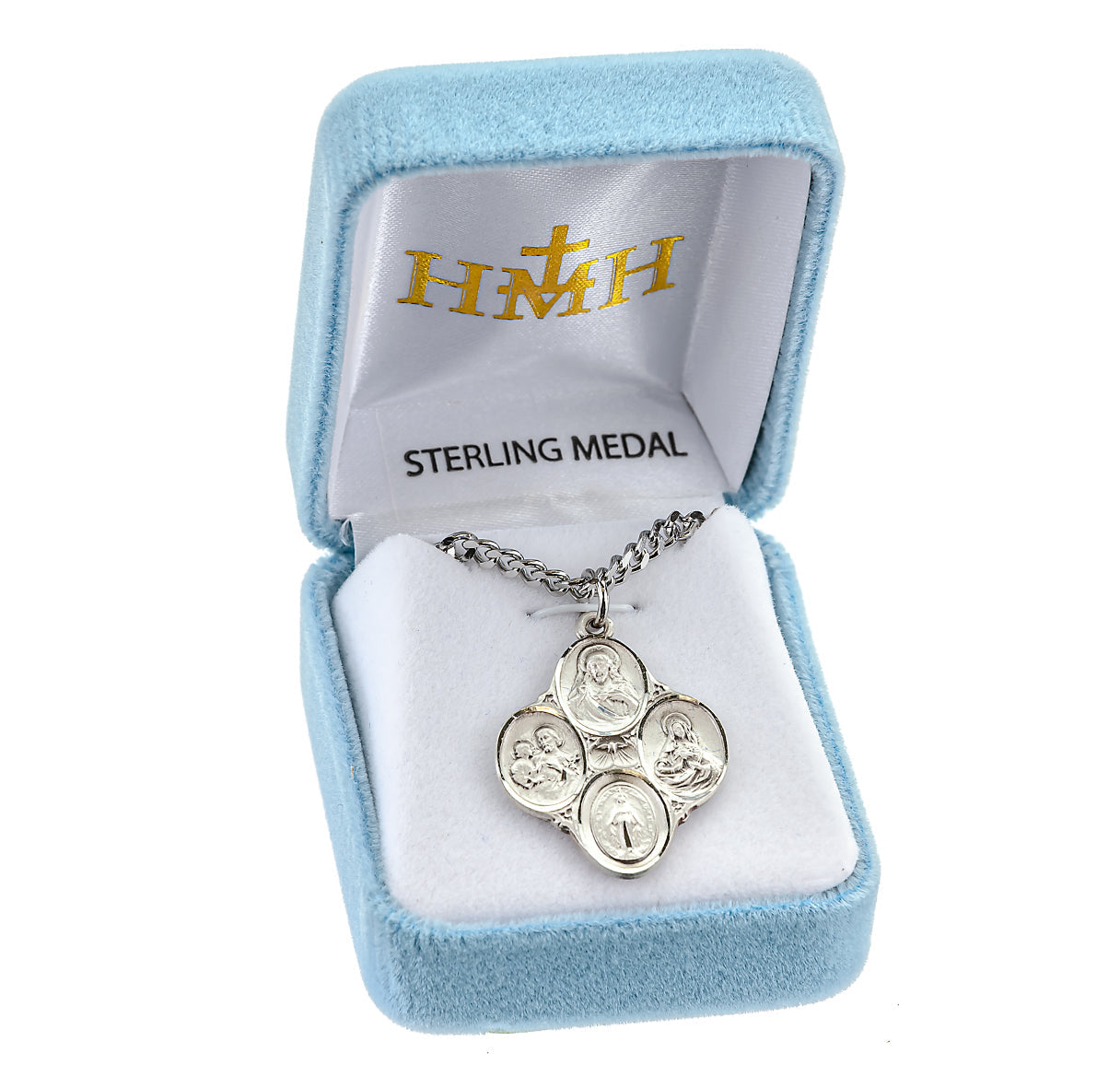 Sterling Silver 4-Way Cross Medal Pendant with Chain | .925 Silver