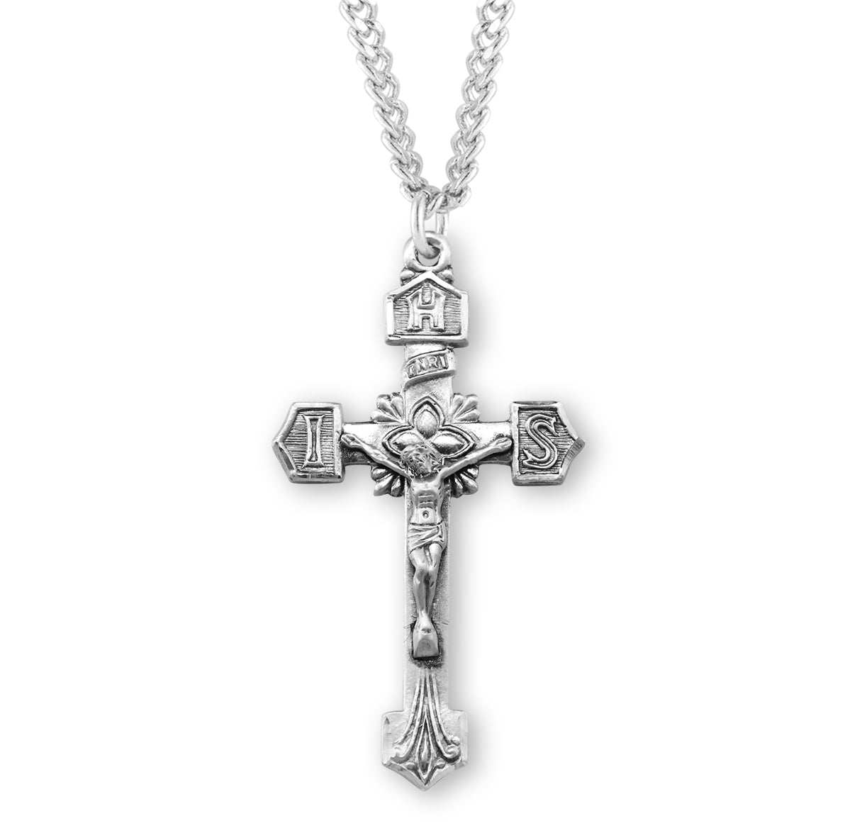 Sterling Silver IHS Crucifix Necklace | .925 Silver