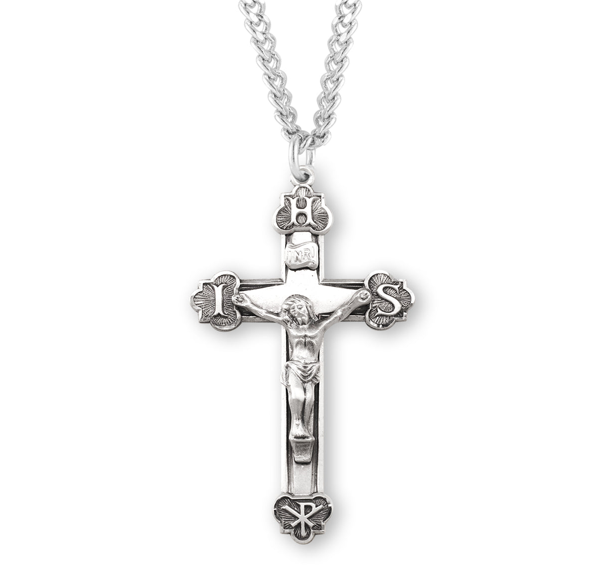 Sterling Silver IHS Crucifix Necklace | .925 Silver