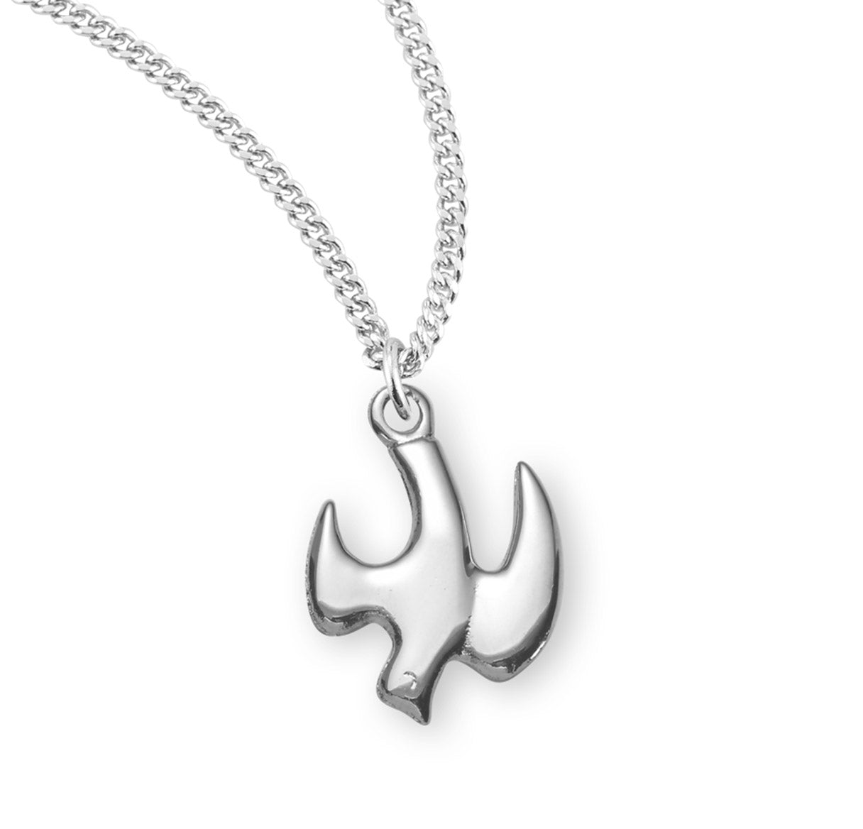 Holy Spirit High Polished Sterling Silver Medal Pendant with Chain | .925 Silver