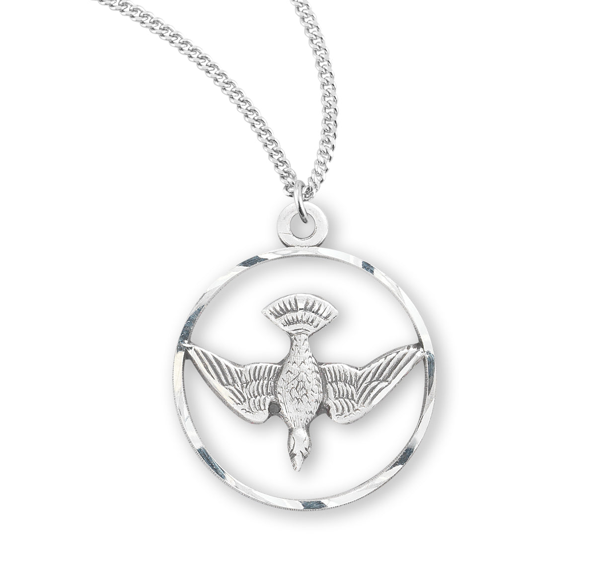 Holy Spirit Sterling Silver Medal Pendant with Chain | .925 Silver