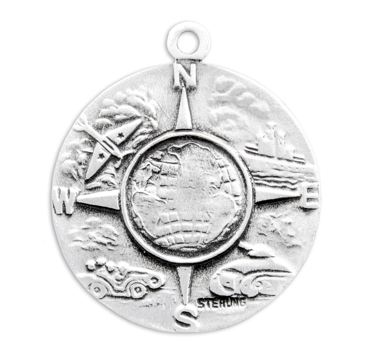 Saint Christopher Protect Us Round Military Medal Pendant with Chain | Catholic Jewelry