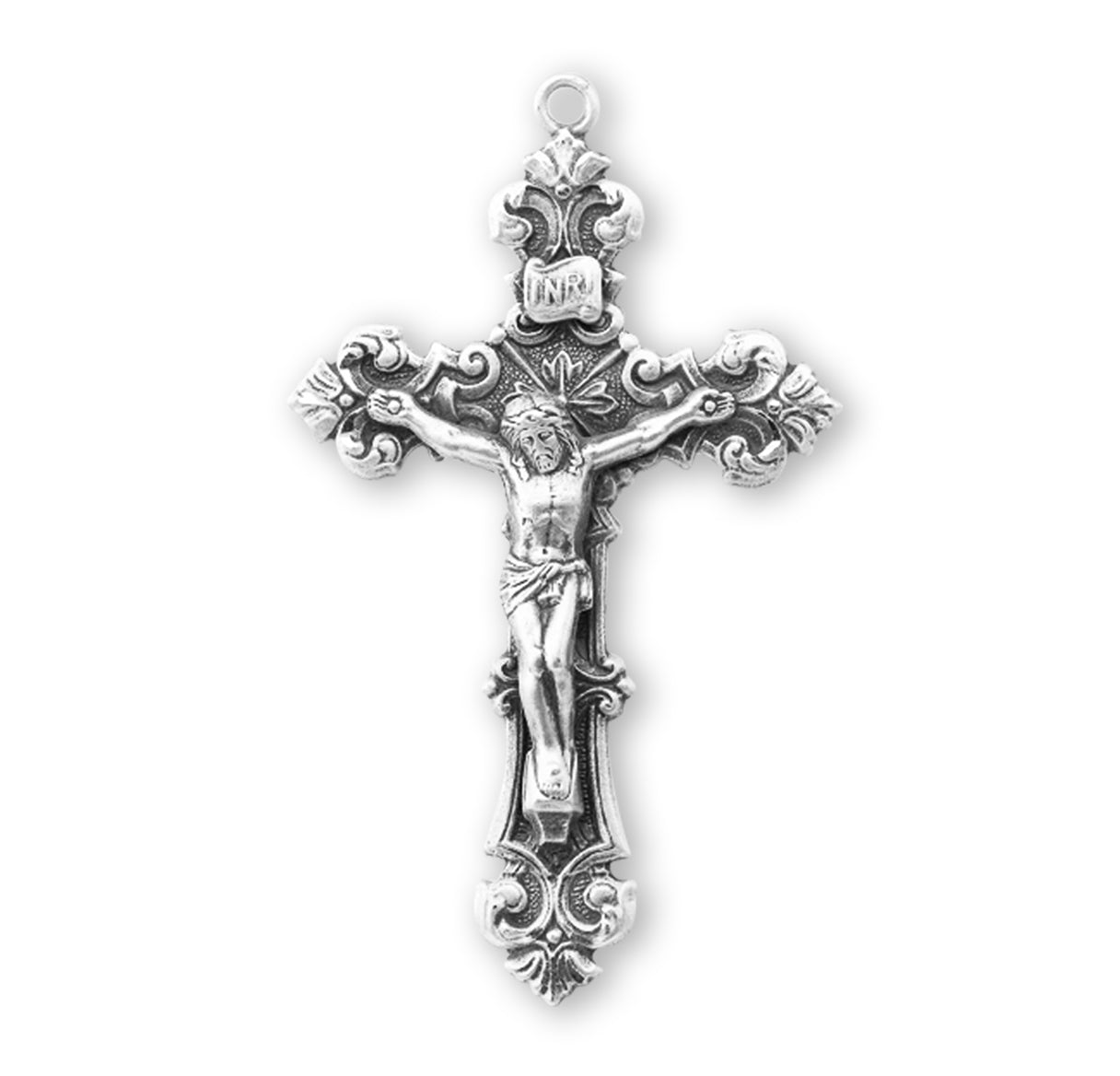 Sterling Silver Filigree Scroll Relief Design Crucifix Necklace | .925 Silver