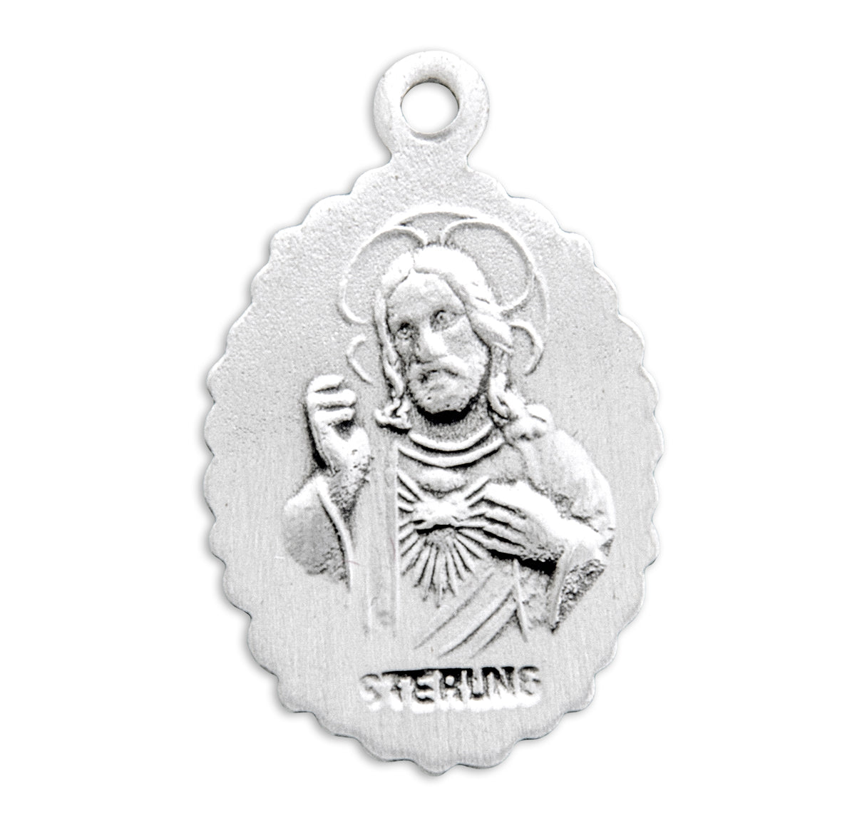 Saint Jude Oval Sterling Silver Medal Pendant with Chain | .925 Silver