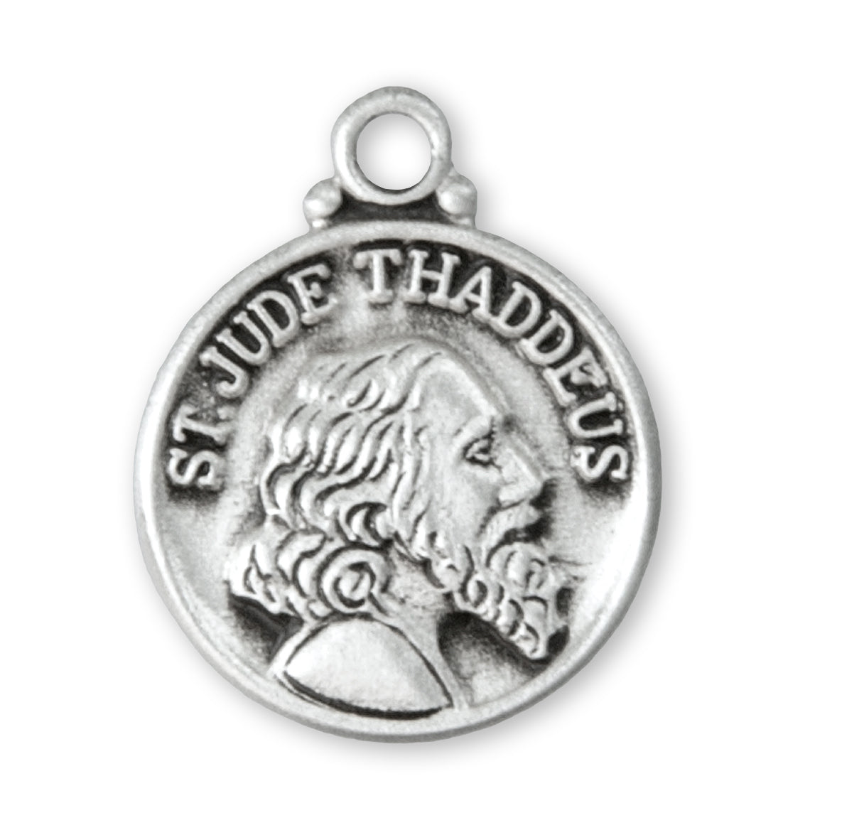 Saint Jude Sterling Silver Bust Medal Pendant with Chain | .925 Silver