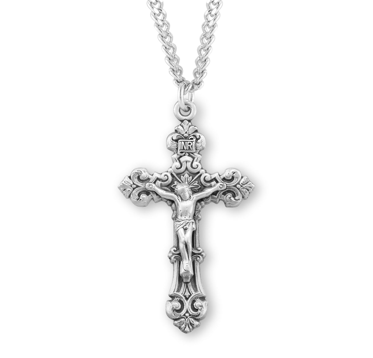 Sterling Silver Fancy Crucifix Necklace | .925 Silver