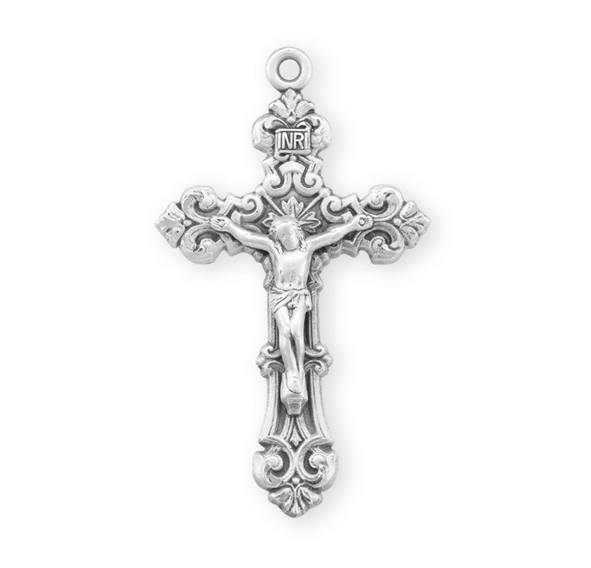 Sterling Silver Scroll Design Rosary Crucifix | .925 Silver