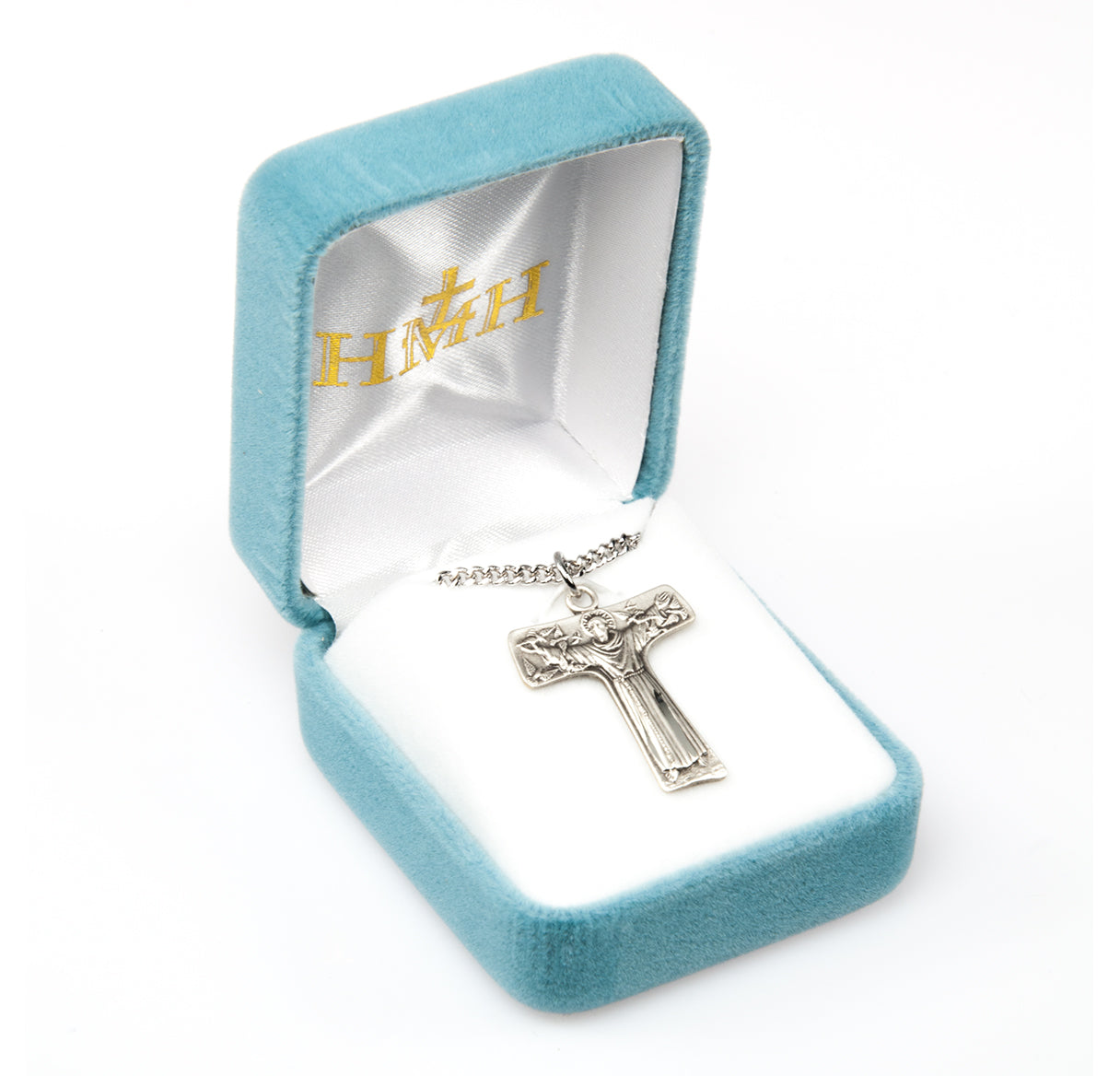 Saint Francis of Assisi "Tau" Sterling Silver Cross Medal Pendant with Chain | .925 Silver