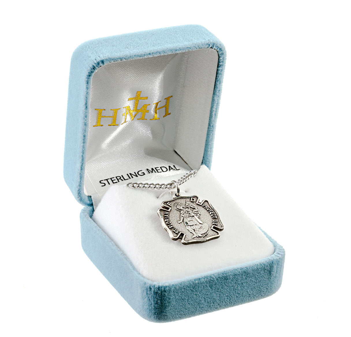 Saint Florian Sterling Silver Firefighters Medal Pendant with Chain | .925 Silver