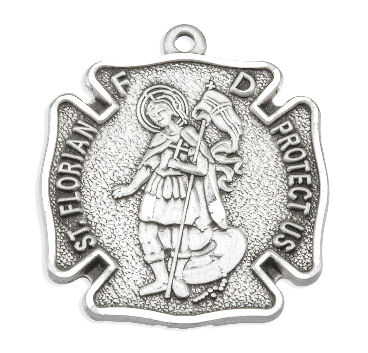 Saint Florian Sterling Silver Firefighters Medal Pendant with Chain | .925 Silver