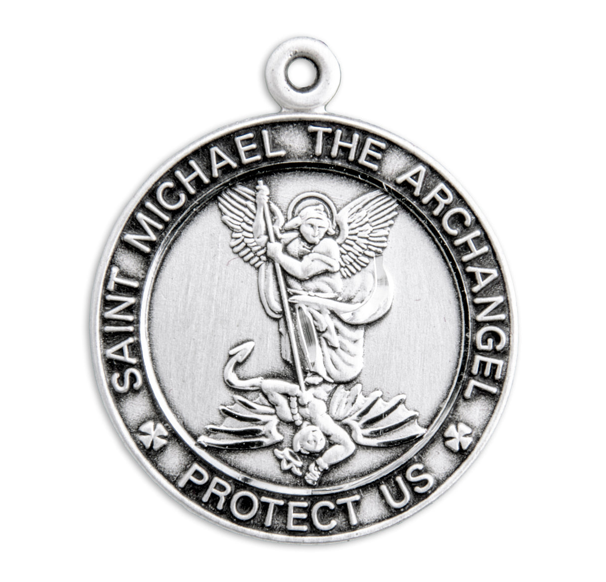 Sterling Silver Small St. Michael Medal Pendant with Chain | .925 Silver