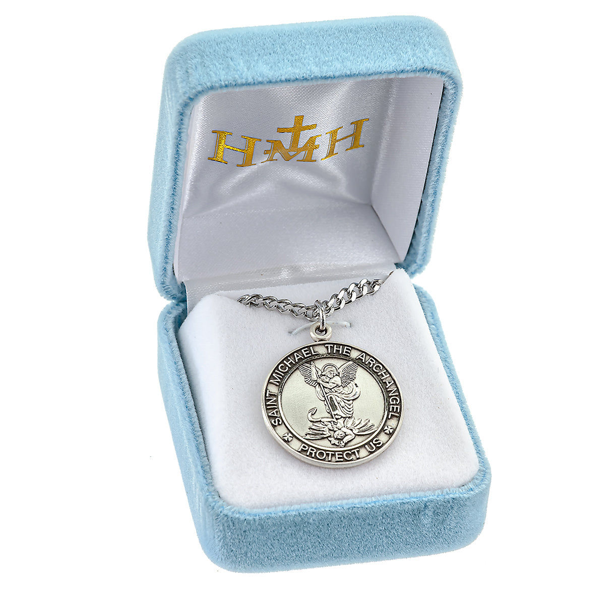 Sterling Silver Large St. Michael Medal Pendant with Chain | .925 Silver
