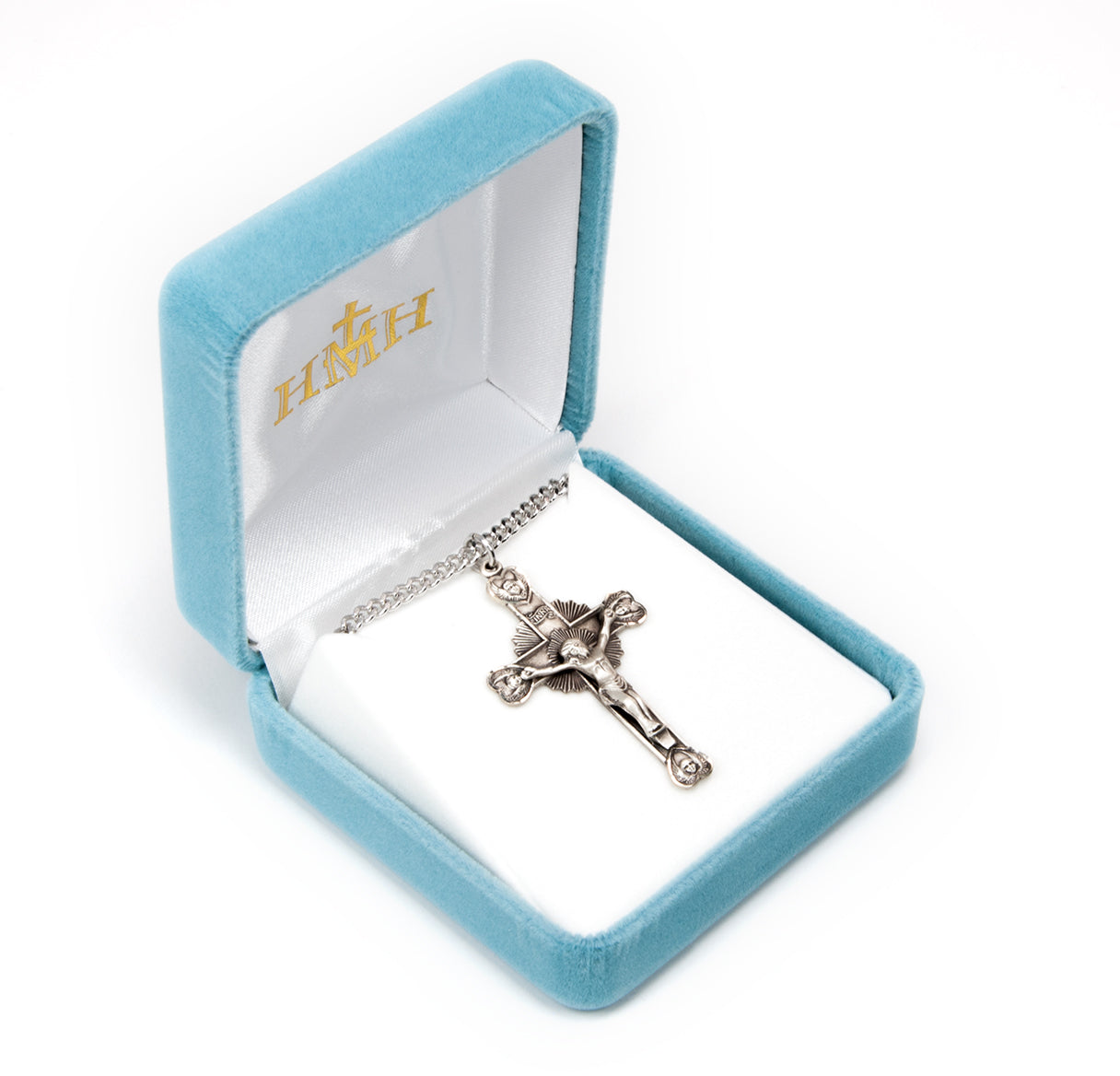 Cherub Design Sterling Silver Crucifix Necklace | .925 Silver