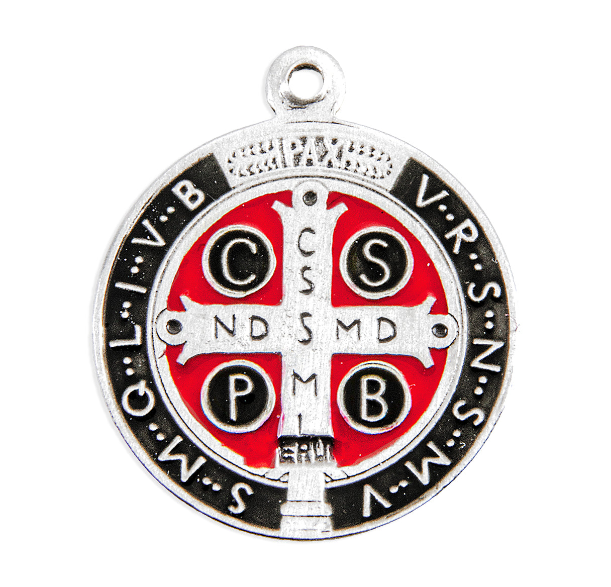 Sterling Silver St. Benedict Pendant with Black and Red Epoxy | .925 Silver