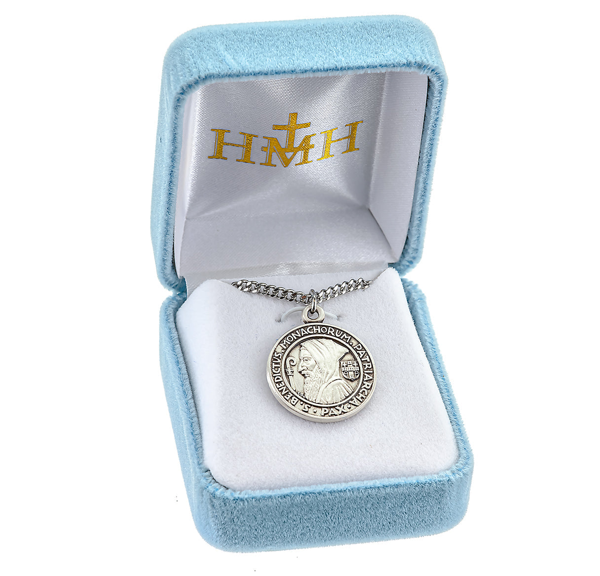 Saint Benedict Protection Round Jubilee Sterling Silver Medal Pendant with Chain | .925 Silver