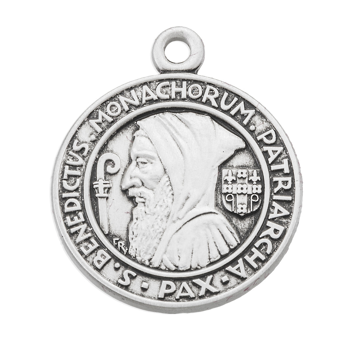 Saint Benedict Protection Round Jubilee Sterling Silver Medal Pendant with Chain | .925 Silver