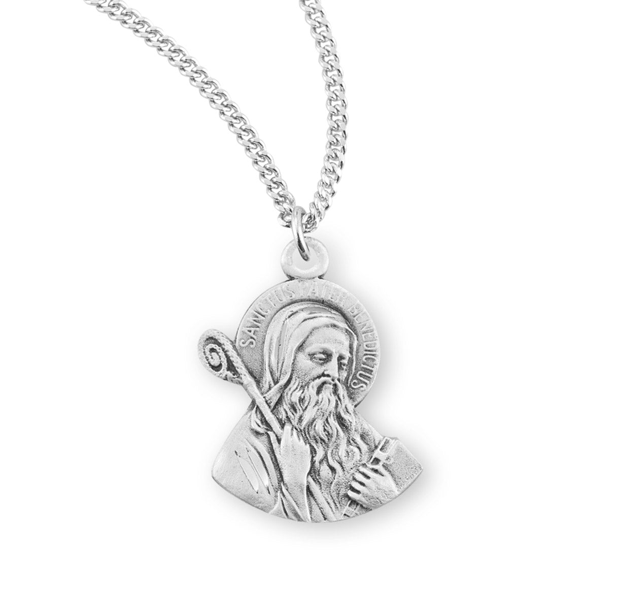 Saint Benedict Protection Sterling Silver Medal Pendant with Chain | .925 Silver