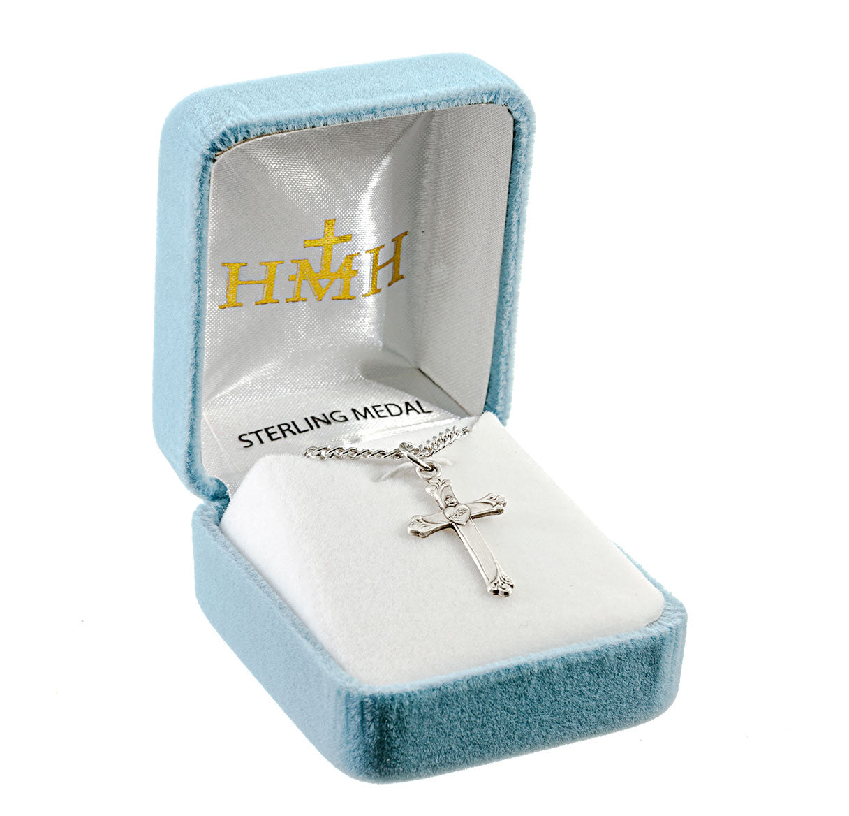 Sacred Heart Sterling Silver Cross Necklace | .925 Silver